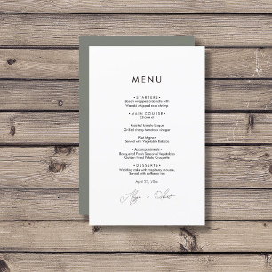 Minimalistisk Greenery Bröllop Menu
