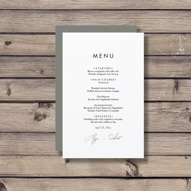 Minimalistisk Greenery Bröllop Menu (Skapare uppladdad)