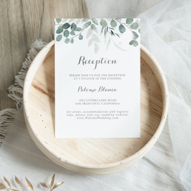Minimalistisk Greenery Eucalyptus Wedding Receptio Tilläggskort (Skapare uppladdad)
