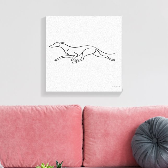 Minimalistisk Greyhound-löpning Enkel Linje Konst  Canvastryck (Insitu (Vardagsrum))