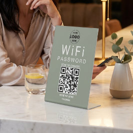 Minimalistisk grön affärs-WiFi QR-kod logotyp i sa