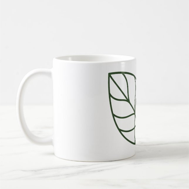 Minimalistisk grön bladlinjekonst  kaffemugg (Vänster)