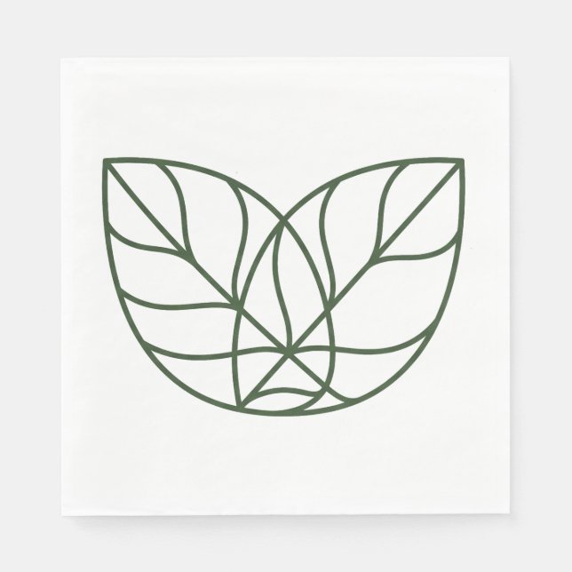 Minimalistisk grön bladlinjekonst pappersservett (Framsidan)
