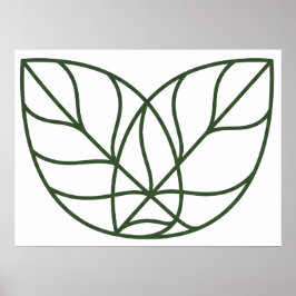 Minimalistisk grön bladlinjekonst poster