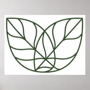 Minimalistisk grön bladlinjekonst poster