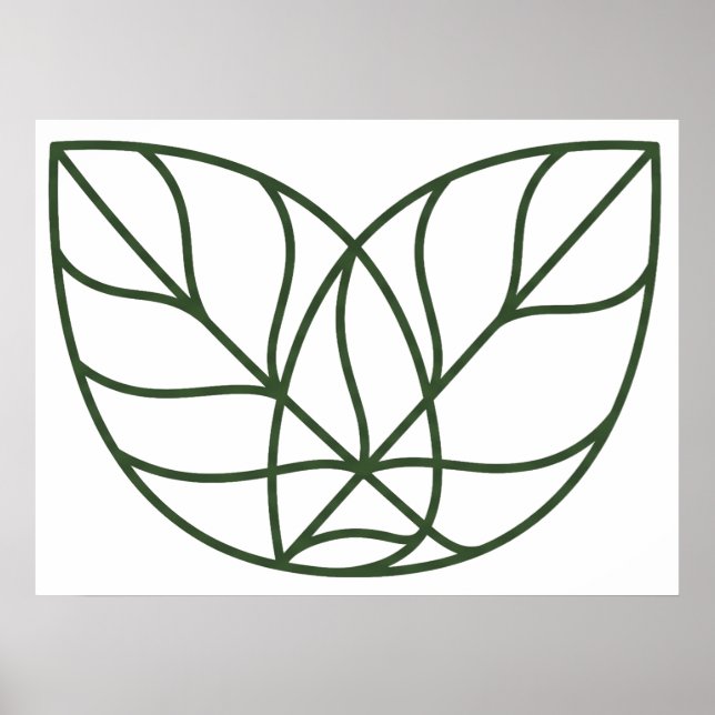 Minimalistisk grön bladlinjekonst poster (Framsidan)