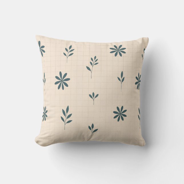 Minimalistisk grön blomster  kudde (Framsida)