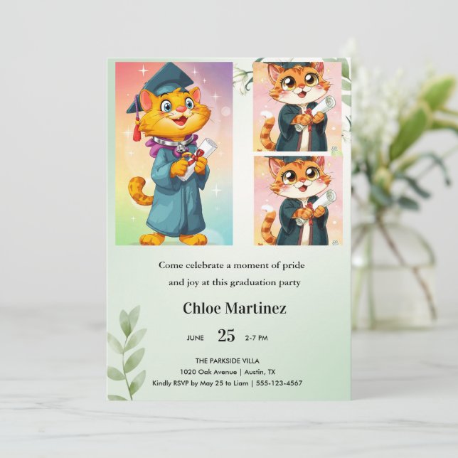 Minimalistisk grön blomsterklassisk inbjudan (Stående Fram)