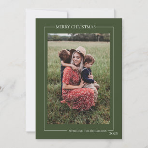 Minimalistisk grön familjefoto julkort