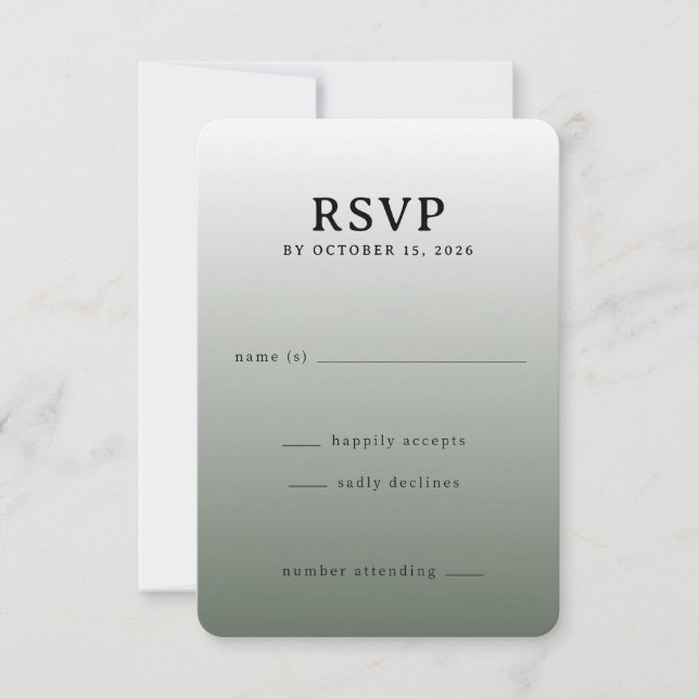 Minimalistisk Grön Gradient RSVP OSA Kort (Framsida)