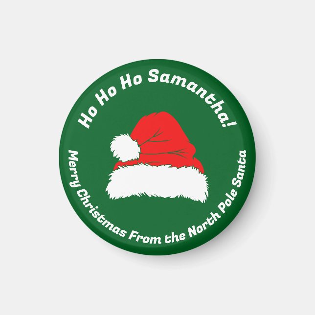 Minimalistisk Grön Ho ho ho Tomte God Jul Magnet (Framsidan)
