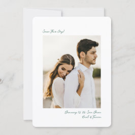 Minimalistisk grön Insta fotofilm enkel bröllops- Spara Datumet