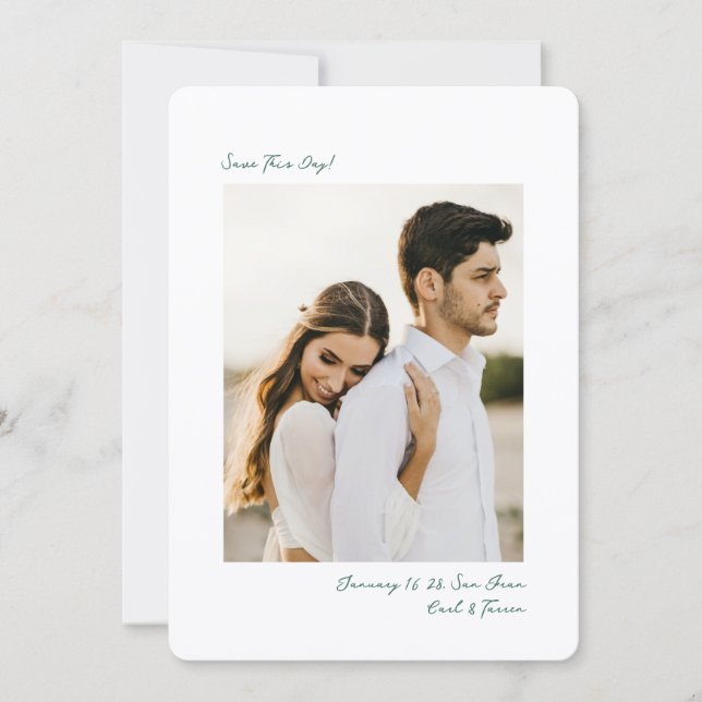 Minimalistisk grön Insta fotofilm enkel bröllops- Spara Datumet (Framsida)