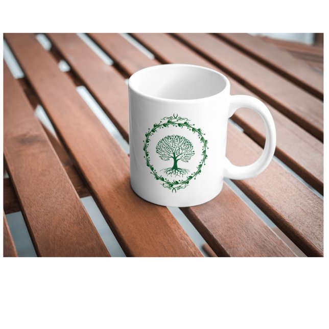 Minimalistisk Grön Livets Träd-Mugg Kaffemugg (Skapare uppladdad)
