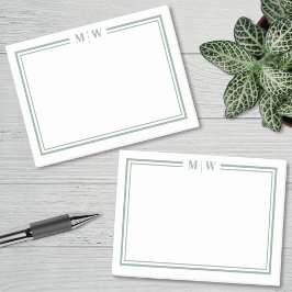 Minimalistisk grön monogram post-it block