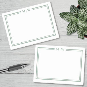 Minimalistisk grön monogram post-it block