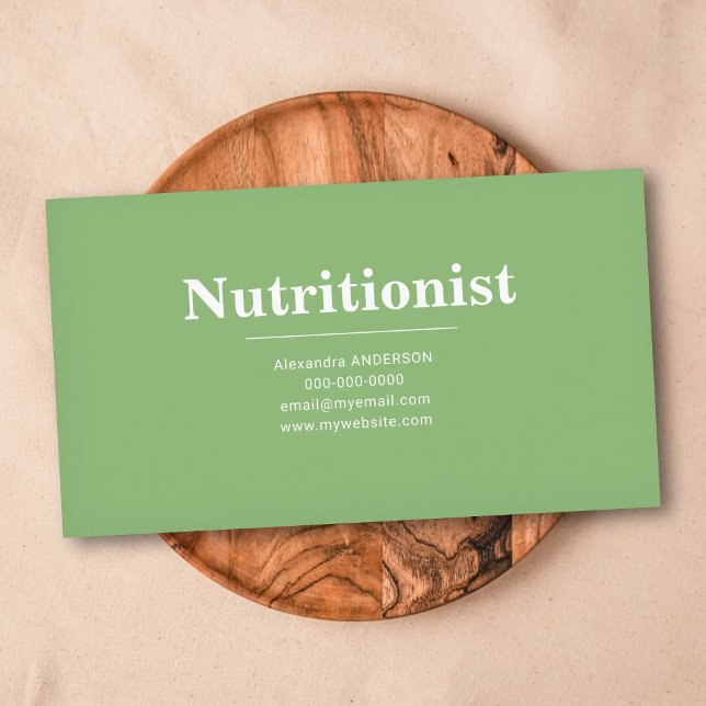 Minimalistisk & Grön -  Näringsrådgivares Visitkor Visitkort (Minimalist & Green - Nutritionist Business Card)