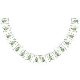 Minimalistisk grön ormbunksbröllopsskylt vimplar