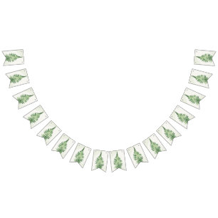 Minimalistisk grön ormbunksbröllopsskylt vimplar