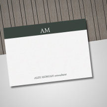 Minimalistisk grön rand vit monogram affär