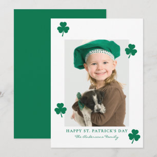 Minimalistisk grön shamrock St. Patrick's Day Foto Julkort