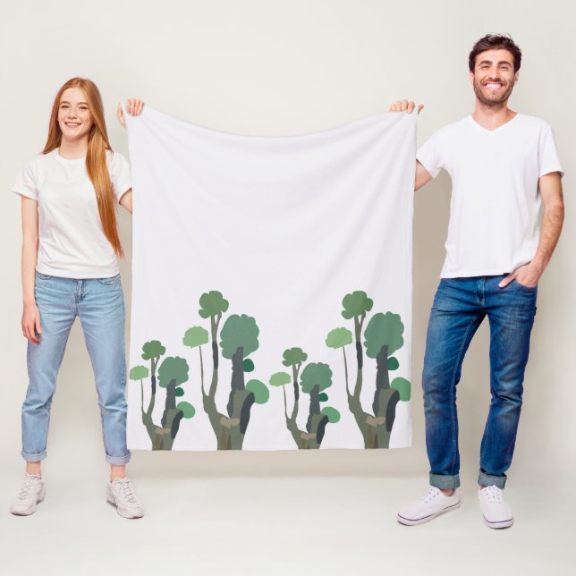 Minimalistisk grön träd fleecefilt (På plats)