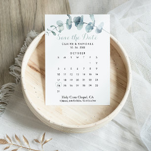 Minimalistisk grön vit spara datumkalender datumet