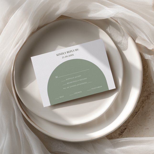 Minimalistisk grönsalvia valv måltidsval RSVP-kort OSA Kort (Skapare uppladdad)