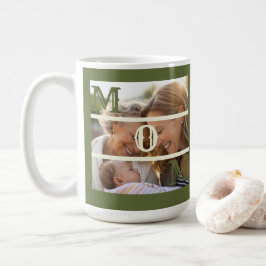 Minimalistisk grönsalviagrön anpassad fotoförvarin kaffemugg