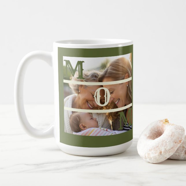 Minimalistisk grönsalviagrön anpassad fotoförvarin kaffemugg (Med munk)