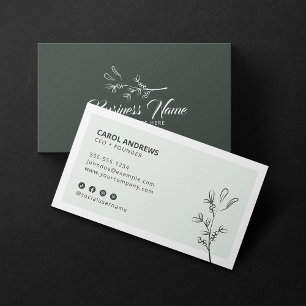 Minimalistisk Grönska Botanisk Gren Sociala Medier Visitkort