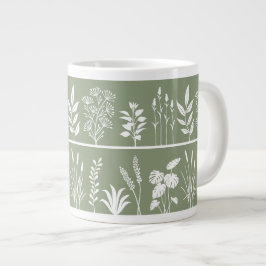 Minimalistisk grönska botanisk silhuett rand jumbo mugg