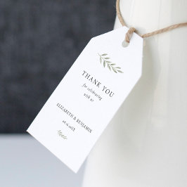Minimalistisk grönska Bröllop Tack Elegant Presentetikett