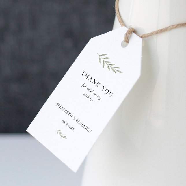 Minimalistisk grönska Bröllop Tack Elegant Presentetikett (Skapare uppladdad)