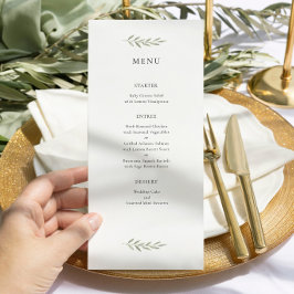 Minimalistisk grönska bröllopsmeny elegant botanis meny