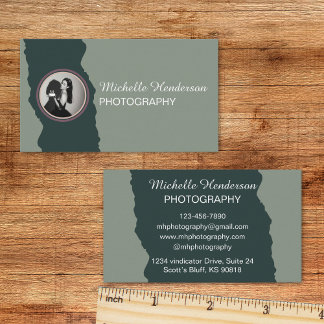 Minimalistisk Grönt 1 Photo Business Namn Visitkort