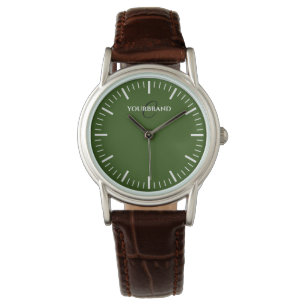 Minimalistisk grönt ansikte anpassningsbar-monogra armbandsur