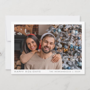 Minimalistisk Grönt av dagens moderna familjefoto Julkort