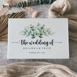 Minimalistisk Grönt av kalligrafi Eucalyptus Bröll Gästböcker