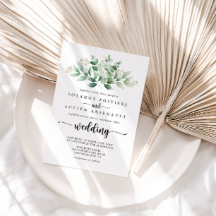Minimalistisk Grönt av kalligrafi Eucalyptus Bröll Inbjudningar