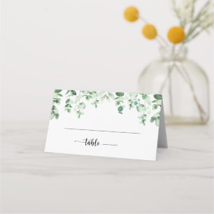 Minimalistisk Grönt av kalligrafi Eucalyptus Bröll Placeringskort