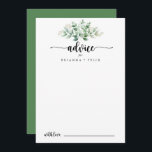 Minimalistisk Grönt av kalligrafi Eucalyptus Bröll Rådkort<br><div class="desc">Detta minimalistiska calligraphy grönt eucalyptus bröllop-rådgivningskort är perfekt för ett rustiskt bröllop. Utformningen har handmålad grönt med vattenfärg,  eukalyptus,  inspirerande naturskönhet. De här korten är perfekter för bröllop,  möhippa,  babydusch,  studentfest och mycket mer. Anpassa korten med namn från bruden och brudgummen,  blivande föräldrar eller student.</div>