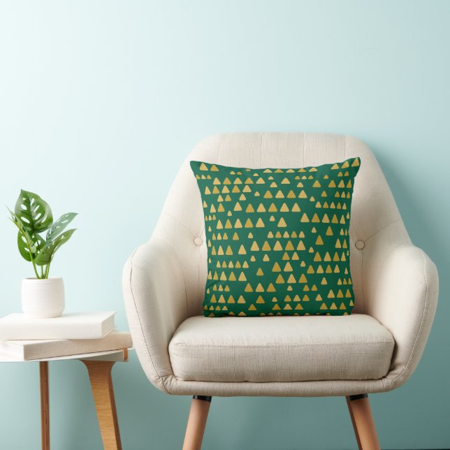 Minimalistisk Grönt av skog och Golden Träd-accent Kudde (Stol)