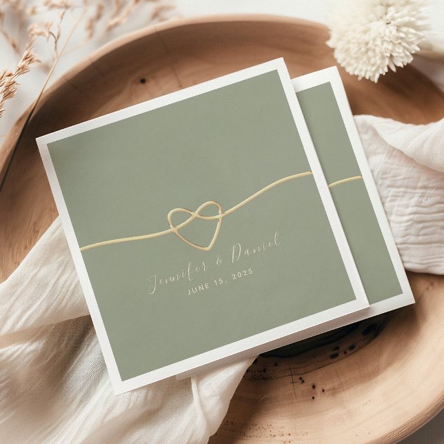 Minimalistisk Grönt Bröllop Napkins Pappersservett (Skapare uppladdad)