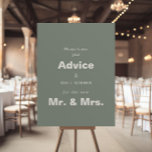 Minimalistisk Grönt Bröllop-rådgivning och brunn Ö Poster<br><div class="desc">Detta minimalistiska råd från grönt bröllop och väl önskemål poster är perfekt för ett nordligt bröllop. Utformningen har ett vackert teckensnitt i gröntens bakgrund för att försköna evenemanget.</div>