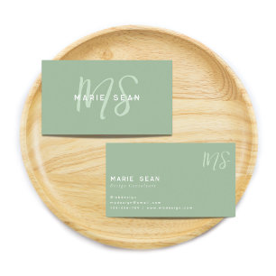 Minimalistisk Grönt, enkel två monogram Visitkort