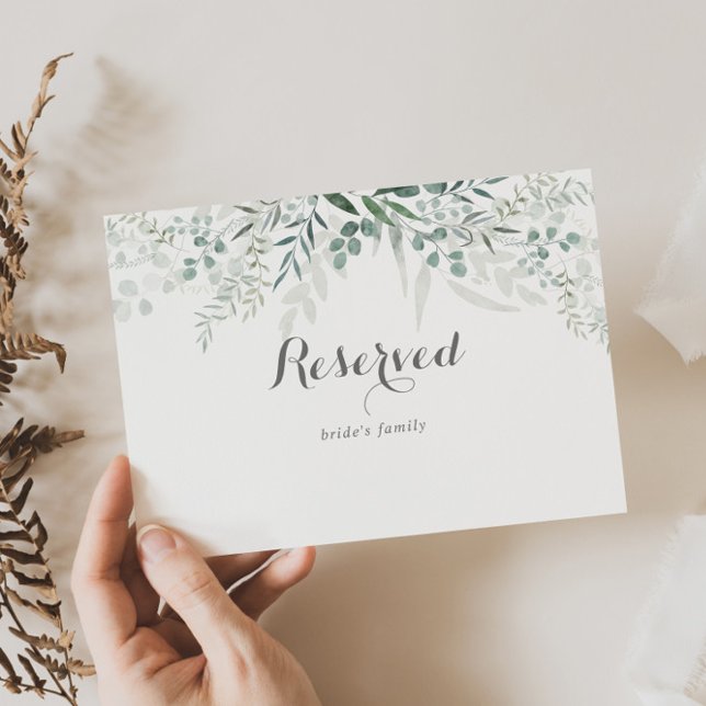 Minimalistisk Grönt Eucalyptus Bröllop Reserved Si (Skapare uppladdad)