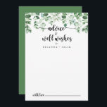 Minimalistisk Grönt Eucalyptus Bröllop well Önskem Rådkort<br><div class="desc">Detta minimalistiska grönt eucalyptus bröllop well önskemål är perfekt för ett rustiskt bröllop. Utformningen har handmålad grönt med vattenfärg,  eukalyptus,  inspirerande naturskönhet. De här korten är perfekter för bröllop,  möhippa,  babydusch,  studentfest och mycket mer. Anpassa korten med namn från bruden och brudgummen,  blivande föräldrar eller student.</div>