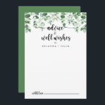 Minimalistisk Grönt Eucalyptus Bröllop well Önskem Rådkort<br><div class="desc">Detta minimalistiska grönt eucalyptus bröllop well önskemål är perfekt för ett rustiskt bröllop. Utformningen har handmålad grönt med vattenfärg,  eukalyptus,  inspirerande naturskönhet. De här korten är perfekter för bröllop,  möhippa,  babydusch,  studentfest och mycket mer. Anpassa korten med namn från bruden och brudgummen,  blivande föräldrar eller student.</div>
