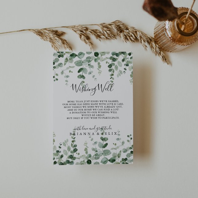 Minimalistisk Grönt Eucalyptus Bröllop Wishing-bru Tilläggskort (Skapare uppladdad)